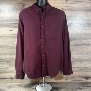 Mugsy Chamois Flannel Shirt Mens Large Red Stretch Long Sleeve Button Down